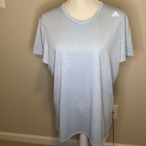 Ladies Adidas Running Performance‎ short sleeved top light blue XL - Picture 1 of 3